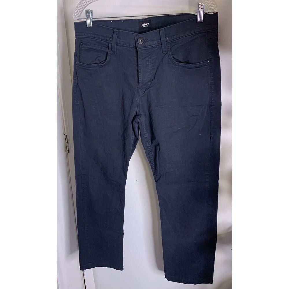 Hudson Byron‎ Straight Leg  Zippered Dark Wash Denim Jeans Mens 34x29 DkBlue/NVY